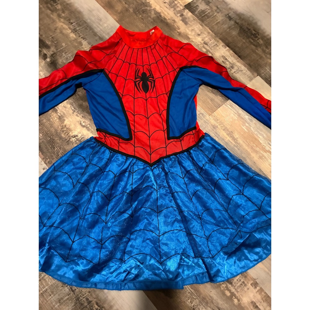 Marvel Spider-Man Costume Dress Kids Large 12-14 Red Blue Superhero Halloween - Picture 2 of 5